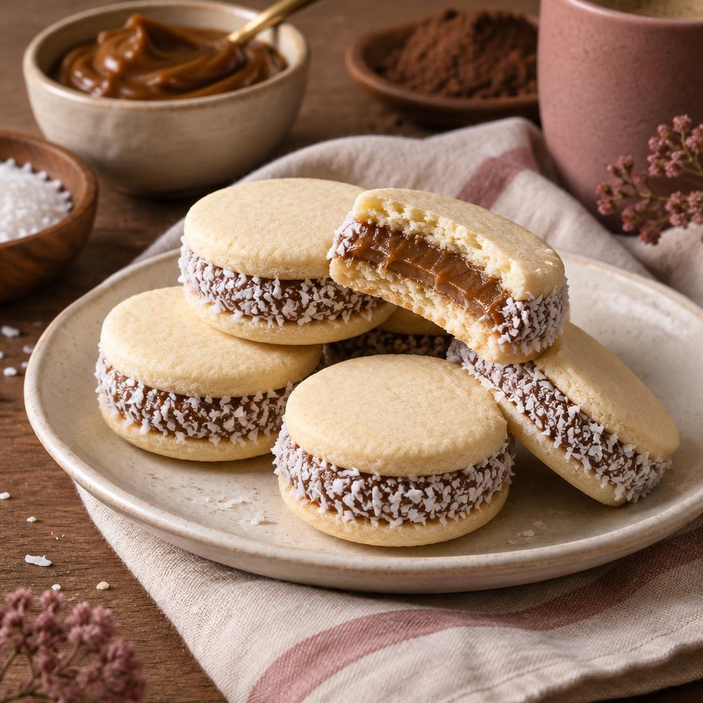 Alfajores artesanales rellenos de dulce de leche