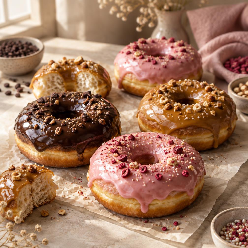 Donas artesanales de varios glaseados